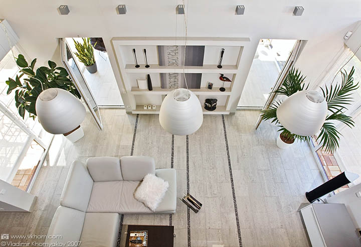 Білосніжна вітальня в сучасному стилі (4)